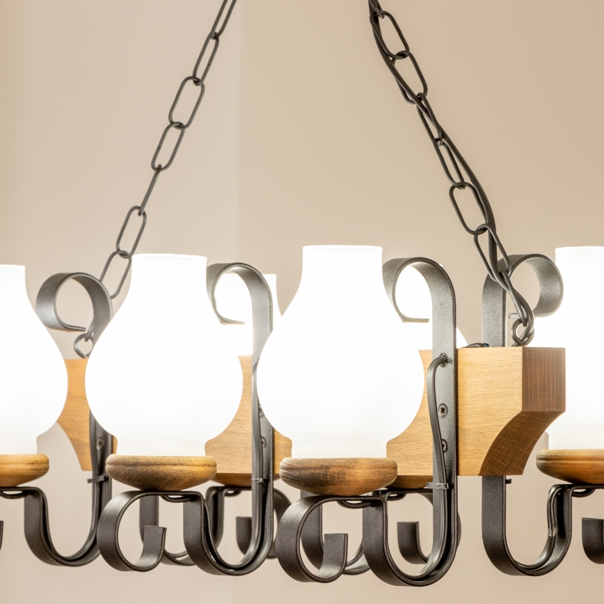 Brilagi - Candeeiro suspenso QUEEN 6xE14/40W/230V faia