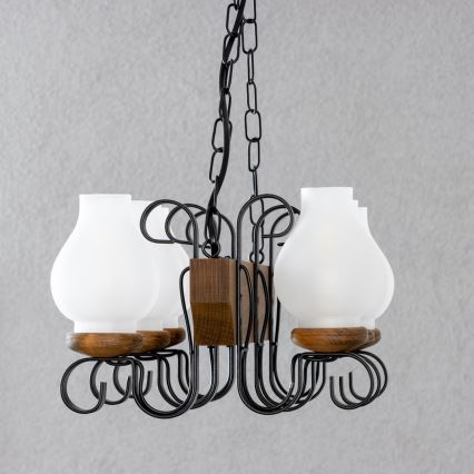 Brilagi - Candeeiro suspenso QUEEN 6xE14/40W/230V faia