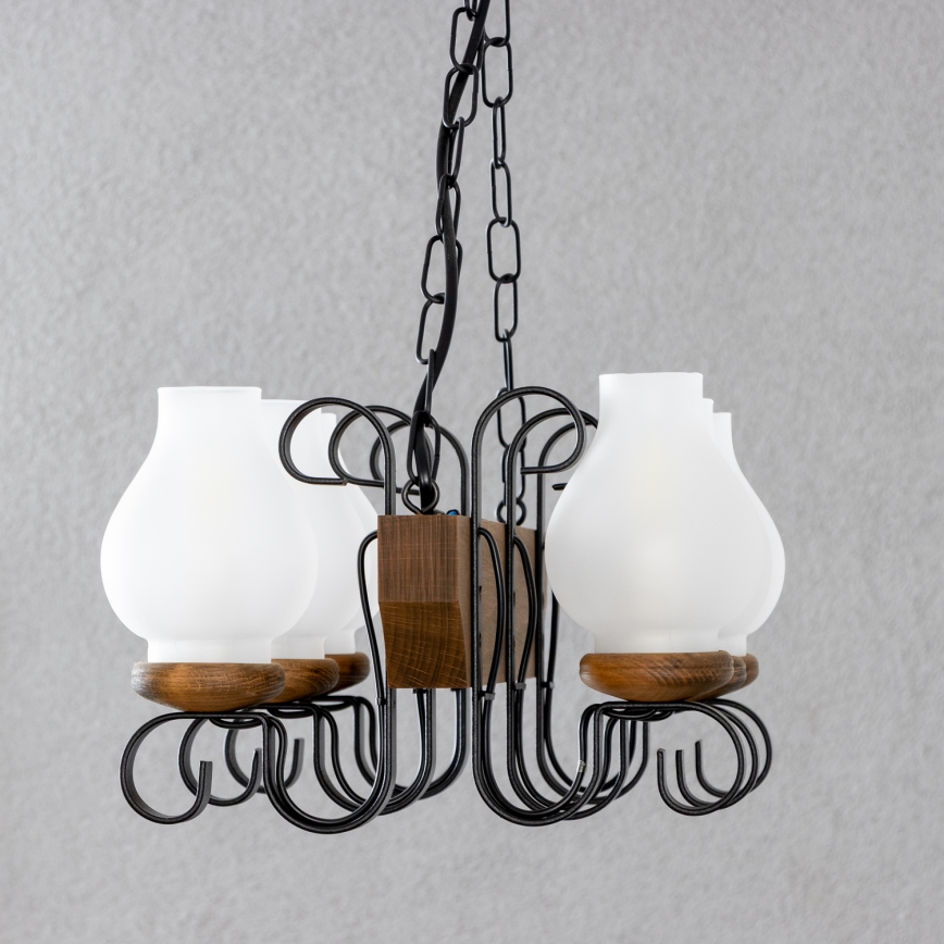 Brilagi - Candeeiro suspenso QUEEN 6xE14/40W/230V faia