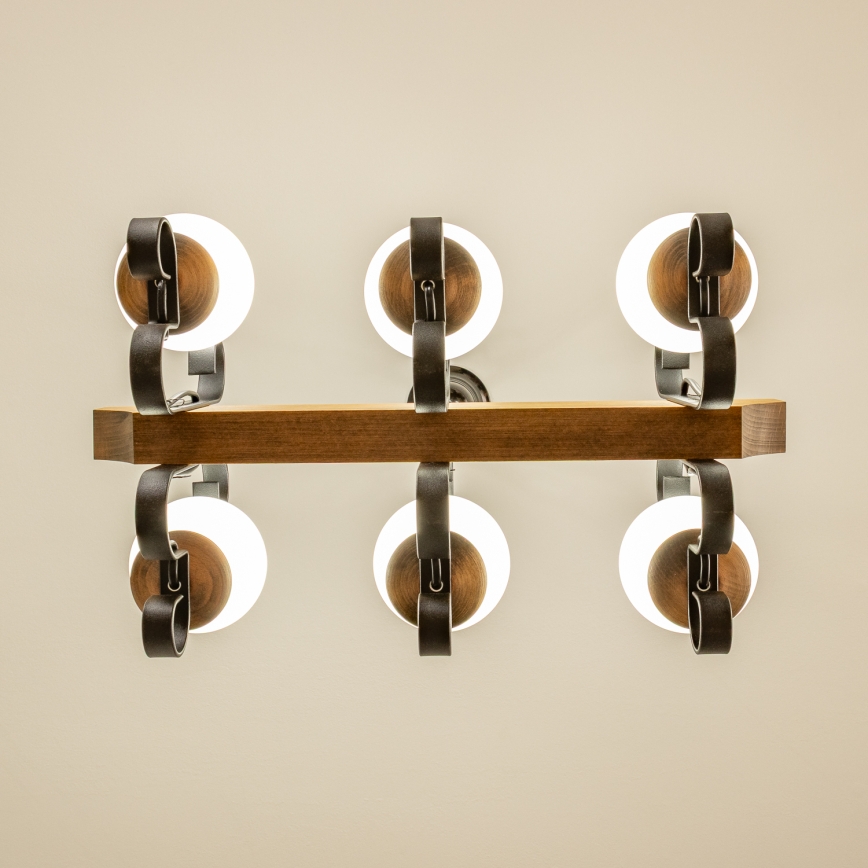 Brilagi - Candeeiro suspenso QUEEN 6xE14/40W/230V faia