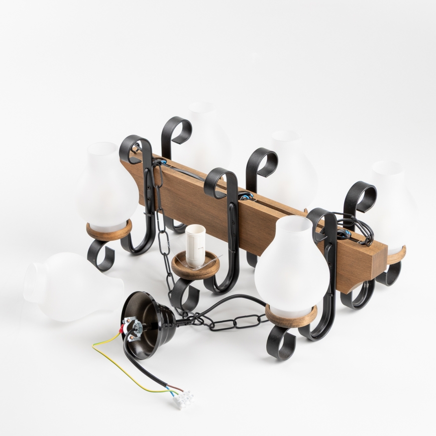 Brilagi - Candeeiro suspenso QUEEN 6xE14/40W/230V faia