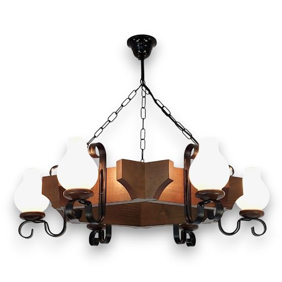 Brilagi - Candeeiro suspenso QUEEN 6xE14/40W/230V faia/nogueira