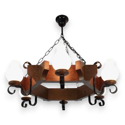 Brilagi - Candeeiro suspenso QUEEN 6xE14/40W/230V faia/nogueira