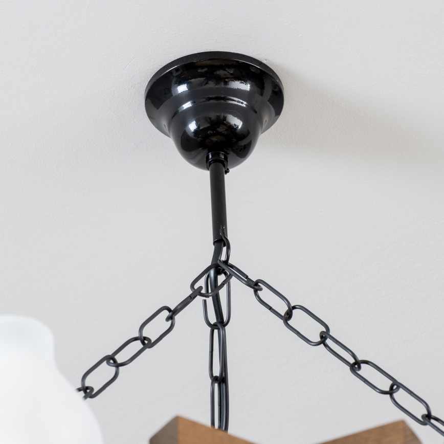 Brilagi - Candeeiro suspenso QUEEN 6xE14/40W/230V faia/nogueira