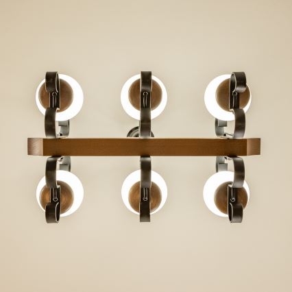 Brilagi - Candeeiro suspenso QUEEN 6xE14/40W/230V faia/nogueira