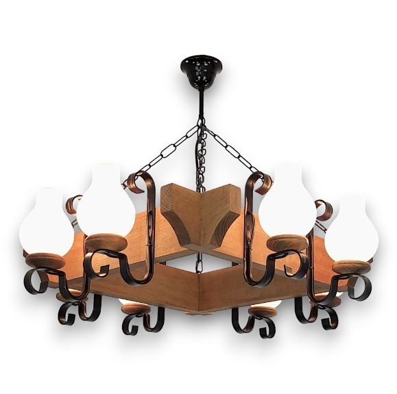 Brilagi - Candeeiro suspenso QUEEN 8xE14/40W/230V faia