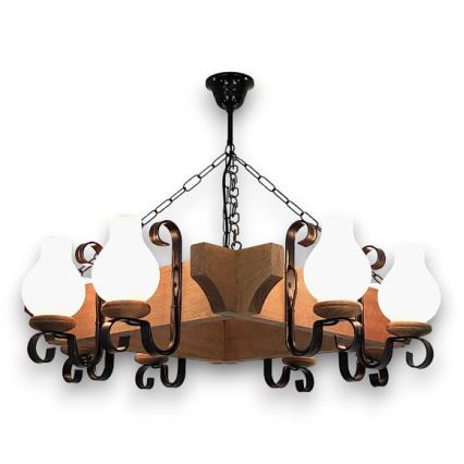 Brilagi - Candeeiro suspenso QUEEN 8xE14/40W/230V faia