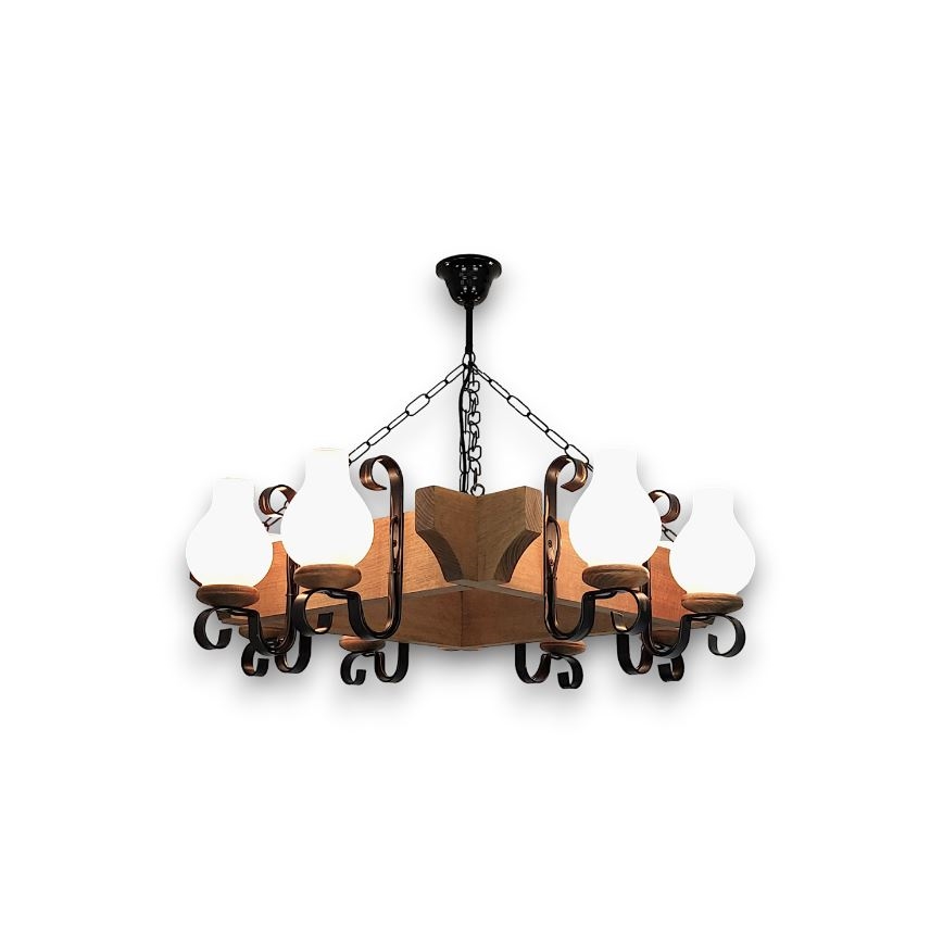 Brilagi - Candeeiro suspenso QUEEN 8xE14/40W/230V faia