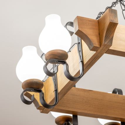 Brilagi - Candeeiro suspenso QUEEN 8xE14/40W/230V faia