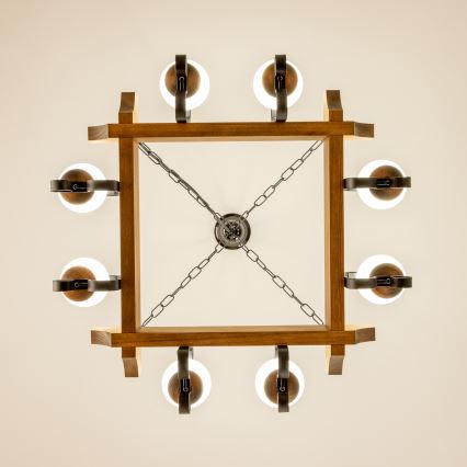 Brilagi - Candeeiro suspenso QUEEN 8xE14/40W/230V faia