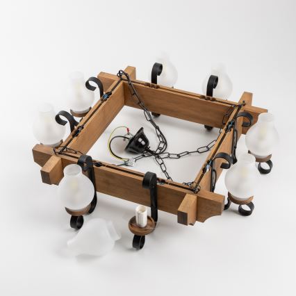 Brilagi - Candeeiro suspenso QUEEN 8xE14/40W/230V faia