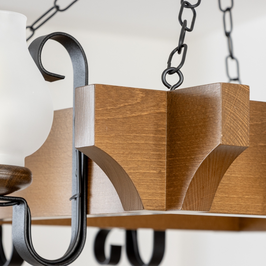 Brilagi - Candeeiro suspenso QUEEN 8xE14/40W/230V faia/nogueira