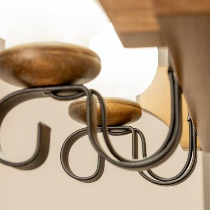 Brilagi - Candeeiro suspenso QUEEN 8xE14/40W/230V faia/nogueira