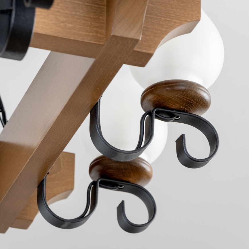 Brilagi - Candeeiro suspenso QUEEN 8xE14/40W/230V faia/nogueira