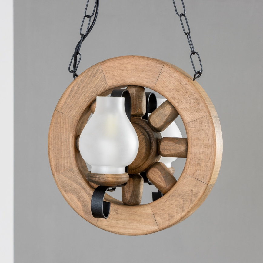 Brilagi - Candeeiro suspenso ROATA 2xE14/40W/230V faia