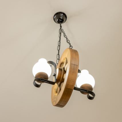 Brilagi - Candeeiro suspenso ROATA 2xE14/40W/230V faia