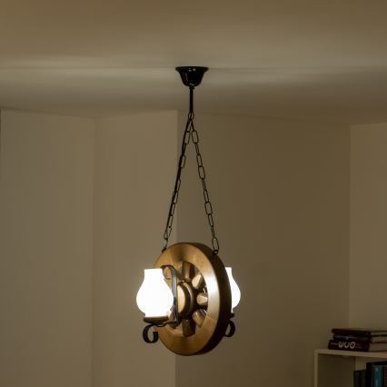 Brilagi - Candeeiro suspenso ROATA 2xE14/40W/230V faia/nogueira