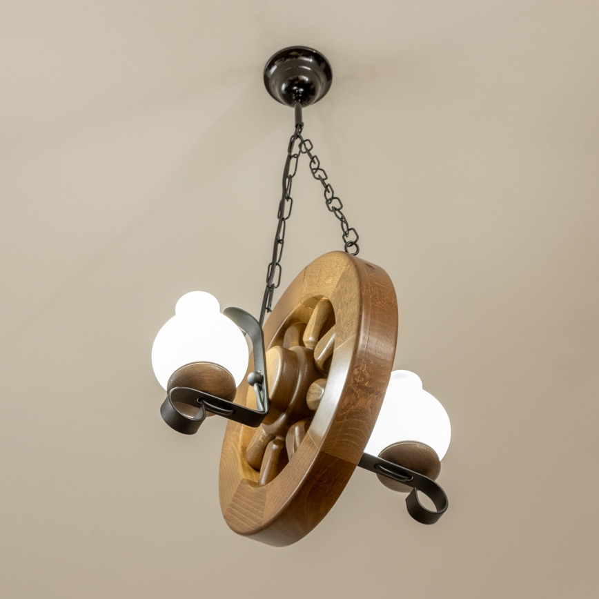 Brilagi - Candeeiro suspenso ROATA 2xE14/40W/230V faia/nogueira