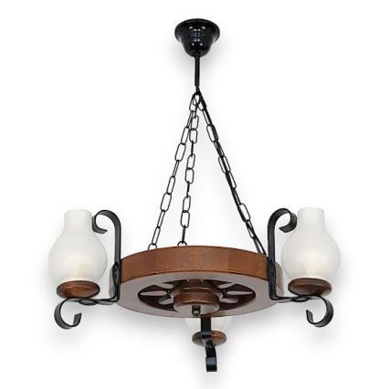 Brilagi - Candeeiro suspenso ROATA 3xE14/40W/230V faia/nogueira