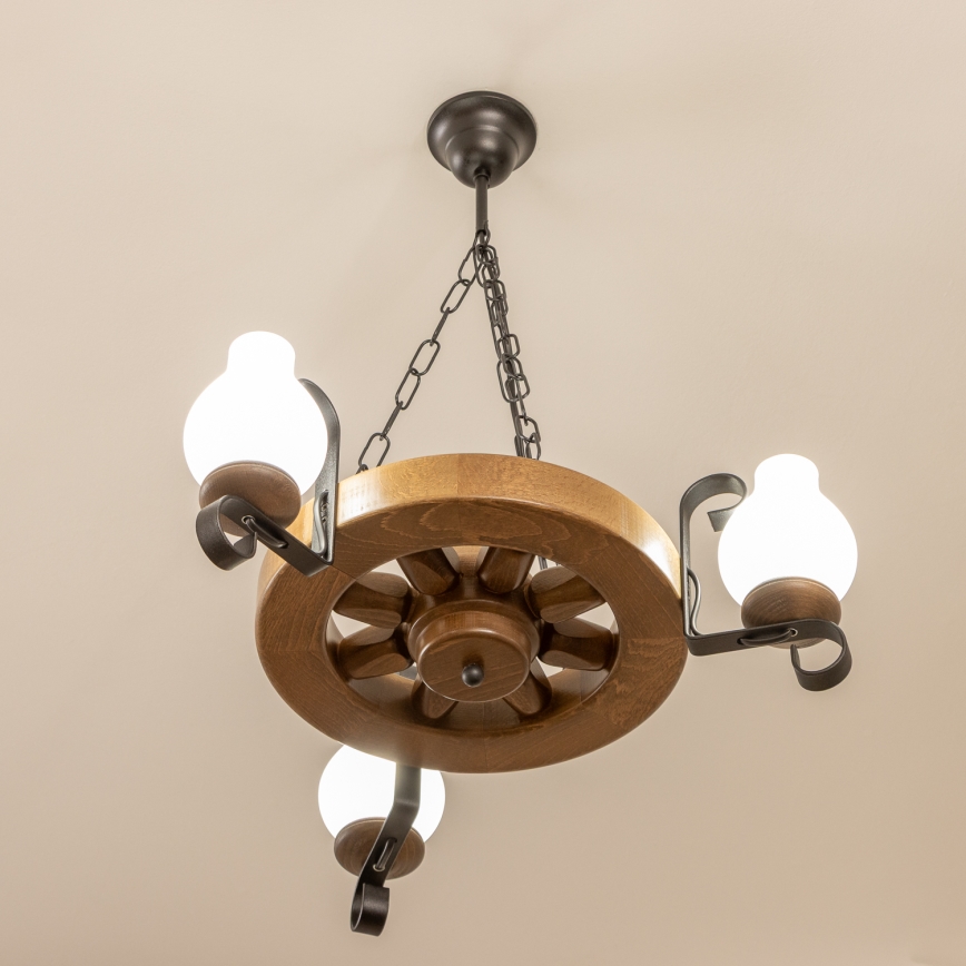 Brilagi - Candeeiro suspenso ROATA 3xE14/40W/230V faia/nogueira