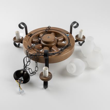 Brilagi - Candeeiro suspenso ROATA 3xE14/40W/230V faia/nogueira