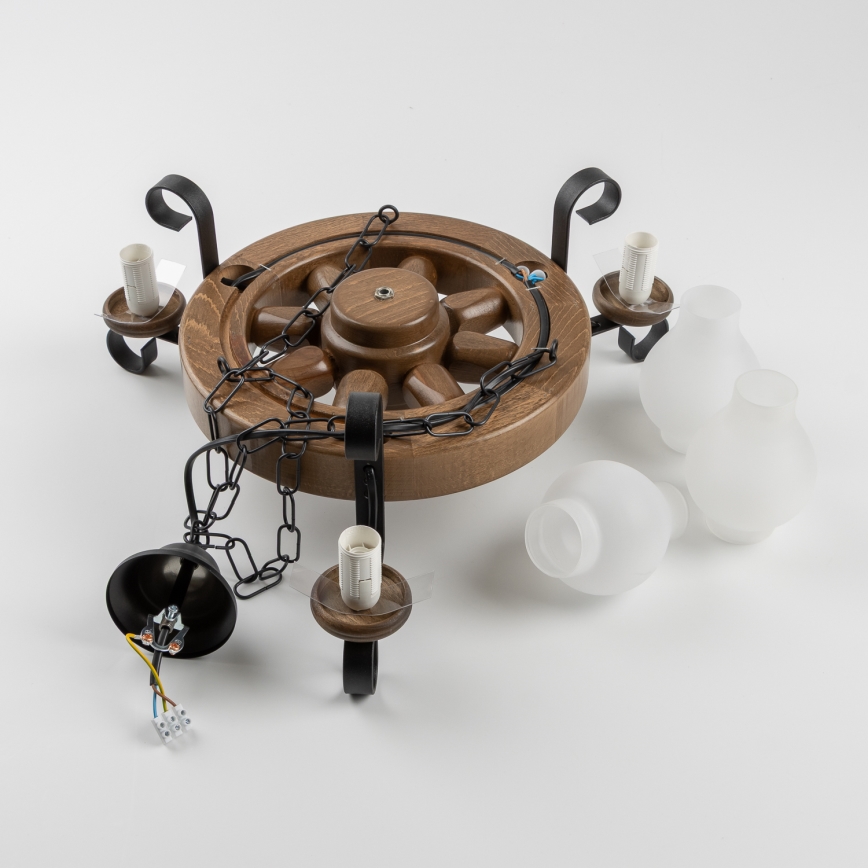 Brilagi - Candeeiro suspenso ROATA 3xE14/40W/230V faia/nogueira