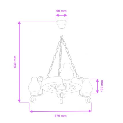 Brilagi - Candeeiro suspenso ROATA 3xE14/40W/230V faia/nogueira
