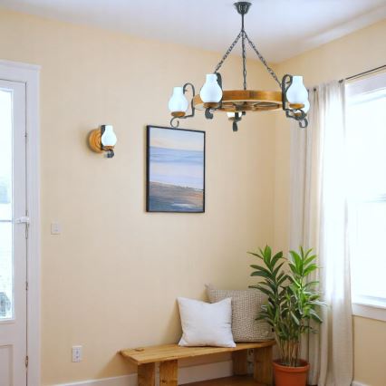 Brilagi - Candeeiro suspenso ROATA 5xE14/40W/230V faia