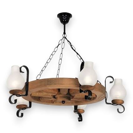 Brilagi - Candeeiro suspenso ROATA 5xE14/40W/230V faia