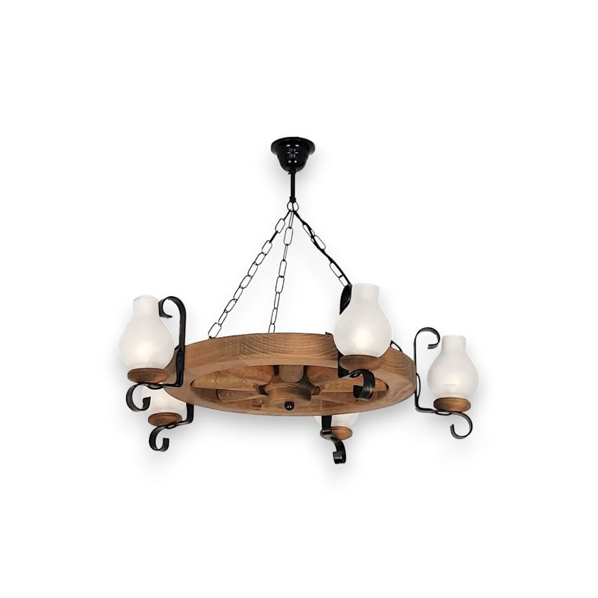 Brilagi - Candeeiro suspenso ROATA 5xE14/40W/230V faia