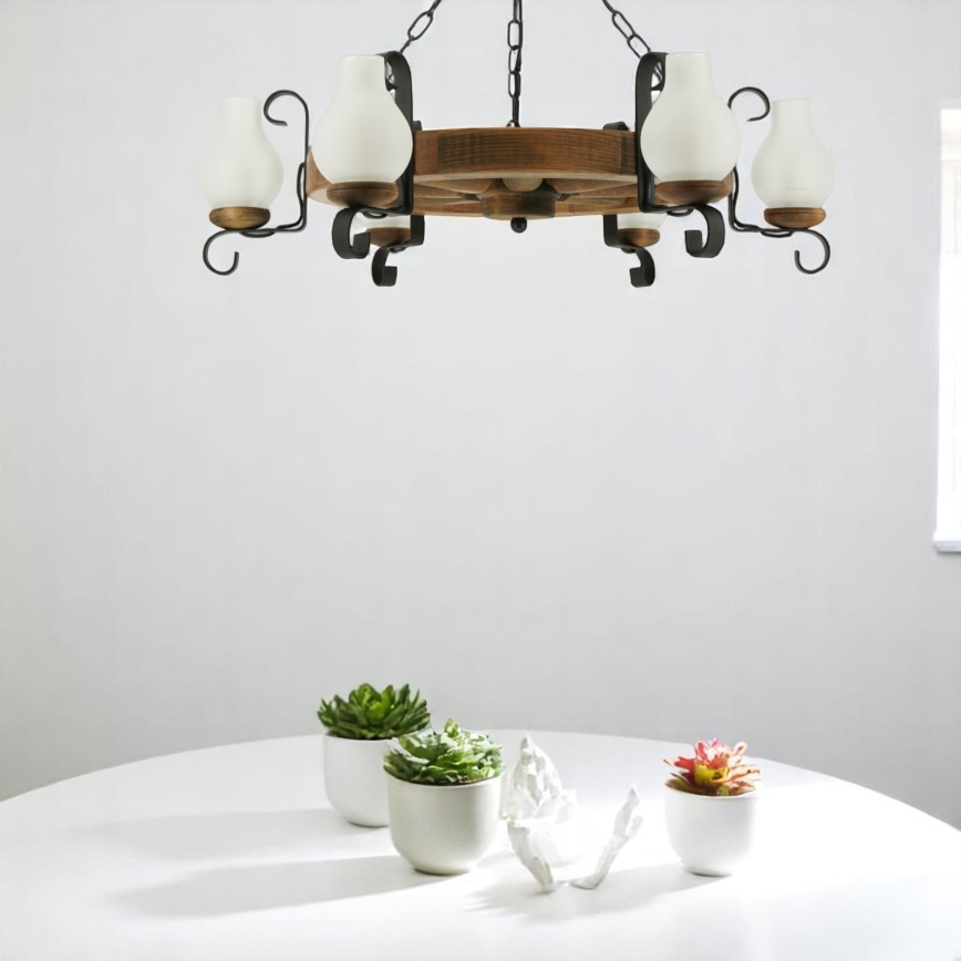 Brilagi - Candeeiro suspenso ROATA 6xE14/40W/230V faia