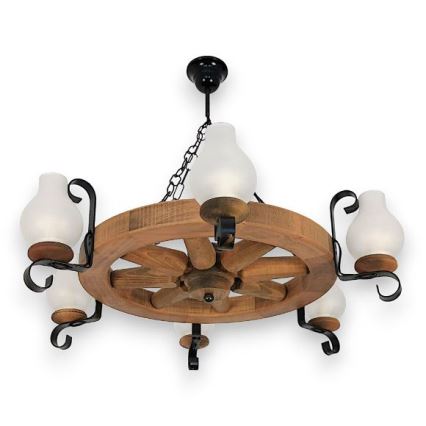 Brilagi - Candeeiro suspenso ROATA 6xE14/40W/230V faia