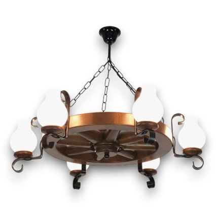 Brilagi - Candeeiro suspenso ROATA 6xE14/40W/230V faia/nogueira