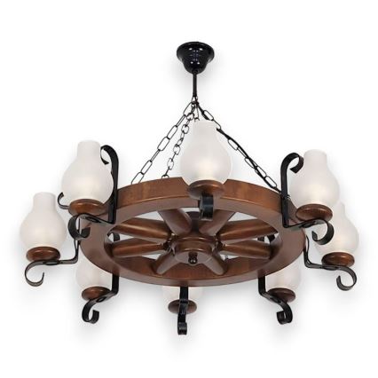 Brilagi - Candeeiro suspenso ROATA 8xE14/40W/230V faia/nogueira