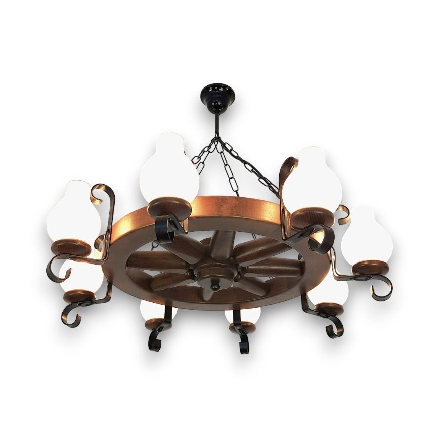 Brilagi - Candeeiro suspenso ROATA 8xE14/40W/230V faia/nogueira