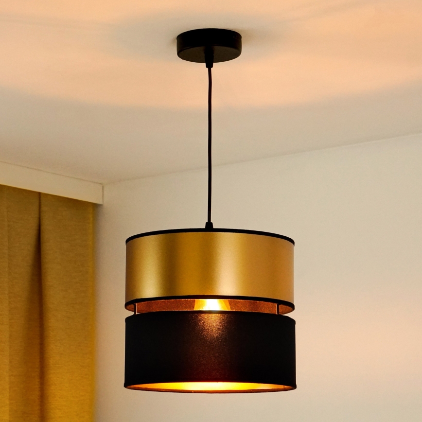 Brilagi - Candeeiro suspenso ROYAL 1xE27/15W/230V diâmetro 25 cm preto/dourado