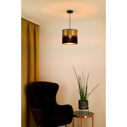 Brilagi - Candeeiro suspenso ROYAL 1xE27/15W/230V diâmetro 25 cm preto/dourado