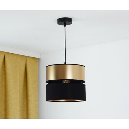 Brilagi - Candeeiro suspenso ROYAL 1xE27/15W/230V diâmetro 25 cm preto/dourado