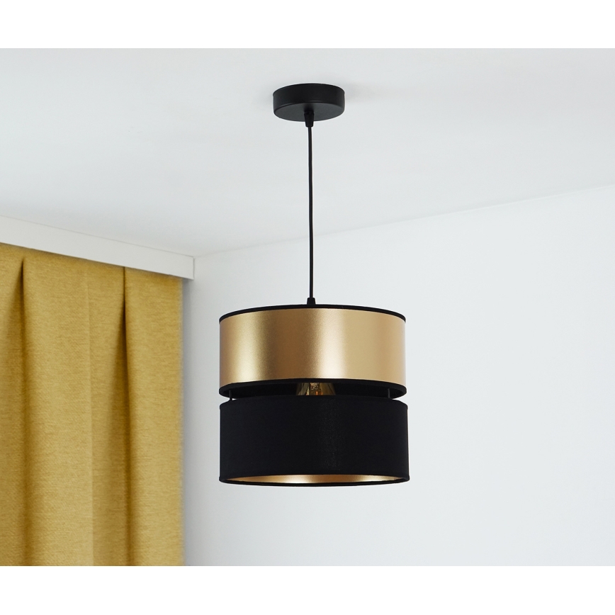 Brilagi - Candeeiro suspenso ROYAL 1xE27/15W/230V diâmetro 25 cm preto/dourado