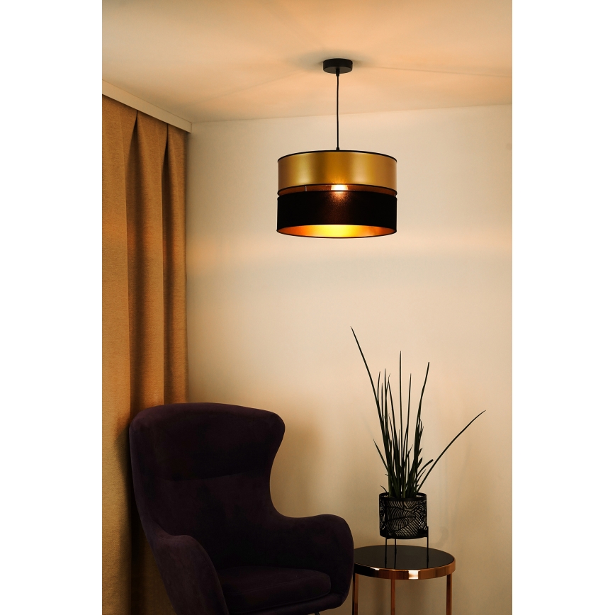 Brilagi - Candeeiro suspenso ROYAL 1xE27/15W/230V diâmetro 40 cm preto/dourado