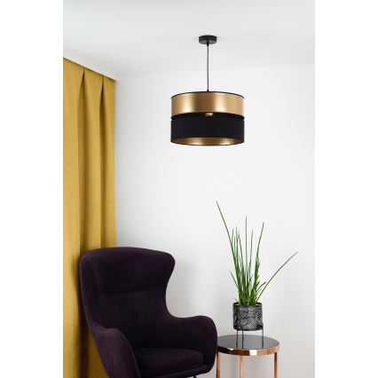 Brilagi - Candeeiro suspenso ROYAL 1xE27/15W/230V diâmetro 40 cm preto/dourado