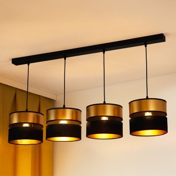 Brilagi - Candeeiro suspenso ROYAL 4xE27/15W/230V preto/dourado