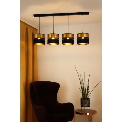 Brilagi - Candeeiro suspenso ROYAL 4xE27/15W/230V preto/dourado