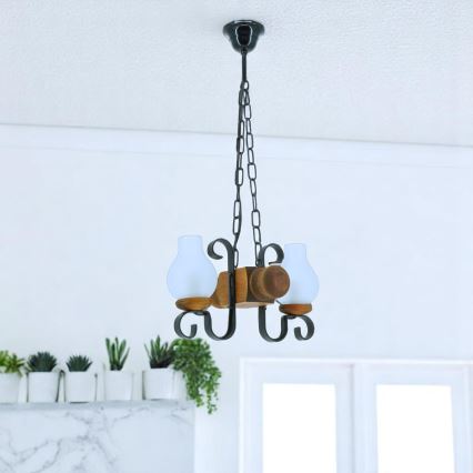 Brilagi - Candeeiro suspenso RUSTIC 2xE14/40W/230V faia