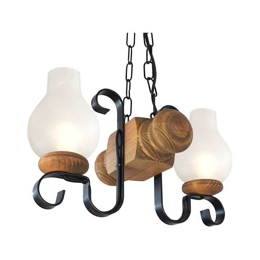 Brilagi - Candeeiro suspenso RUSTIC 2xE14/40W/230V faia