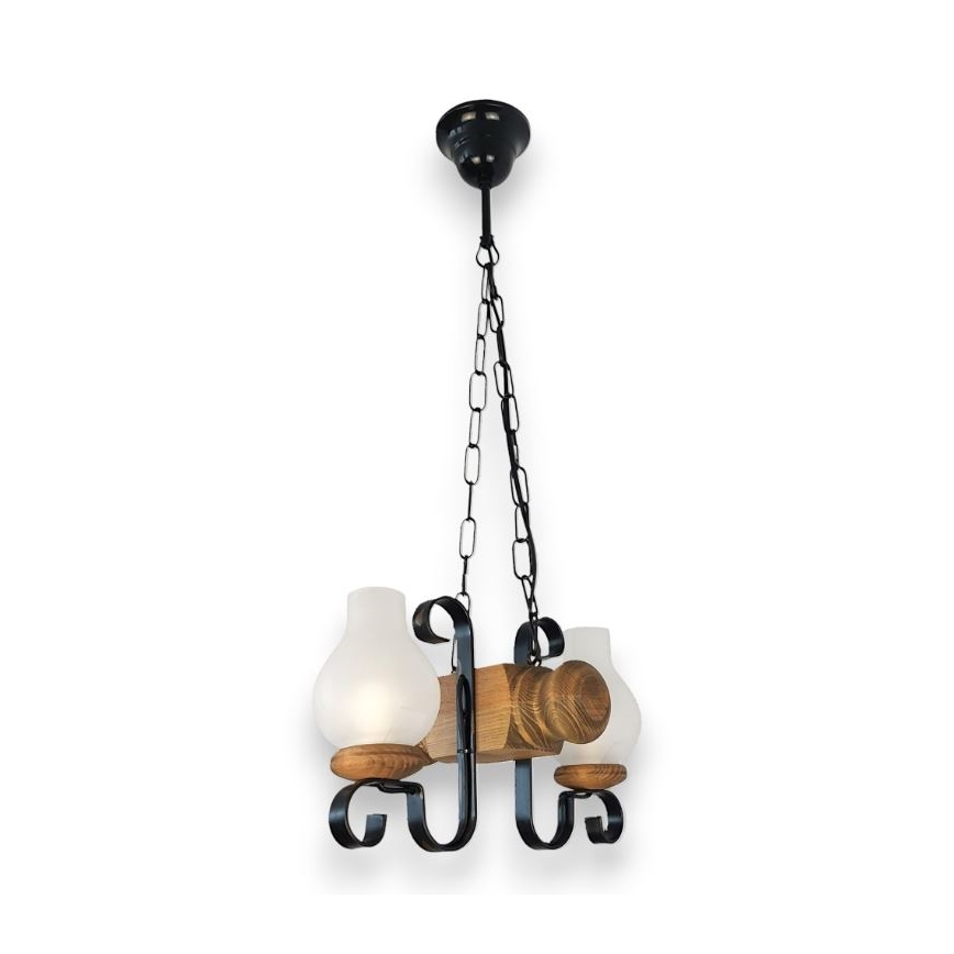 Brilagi - Candeeiro suspenso RUSTIC 2xE14/40W/230V faia