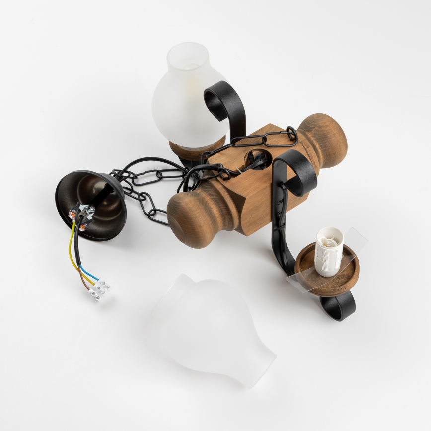 Brilagi - Candeeiro suspenso RUSTIC 2xE14/40W/230V faia