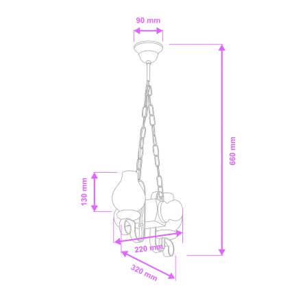 Brilagi - Candeeiro suspenso RUSTIC 2xE14/40W/230V faia