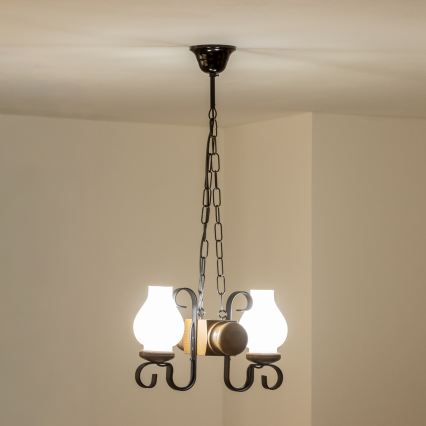 Brilagi - Candeeiro suspenso RUSTIC 2xE14/40W/230V faia/nogueira
