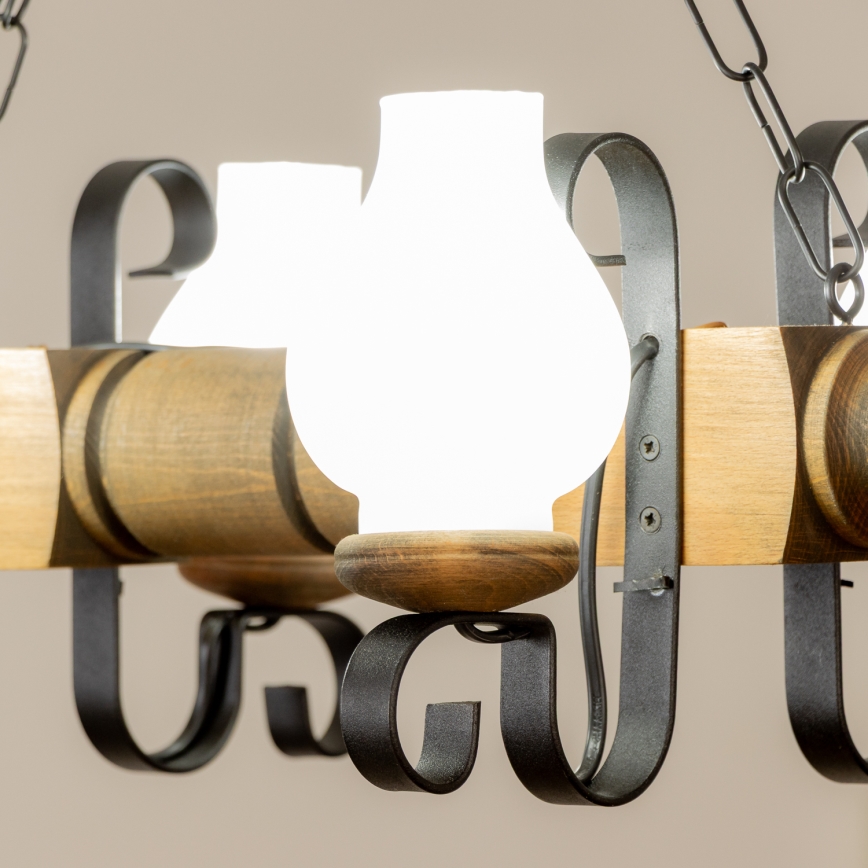 Brilagi - Candeeiro suspenso RUSTIC 4xE14/40W/230V faia